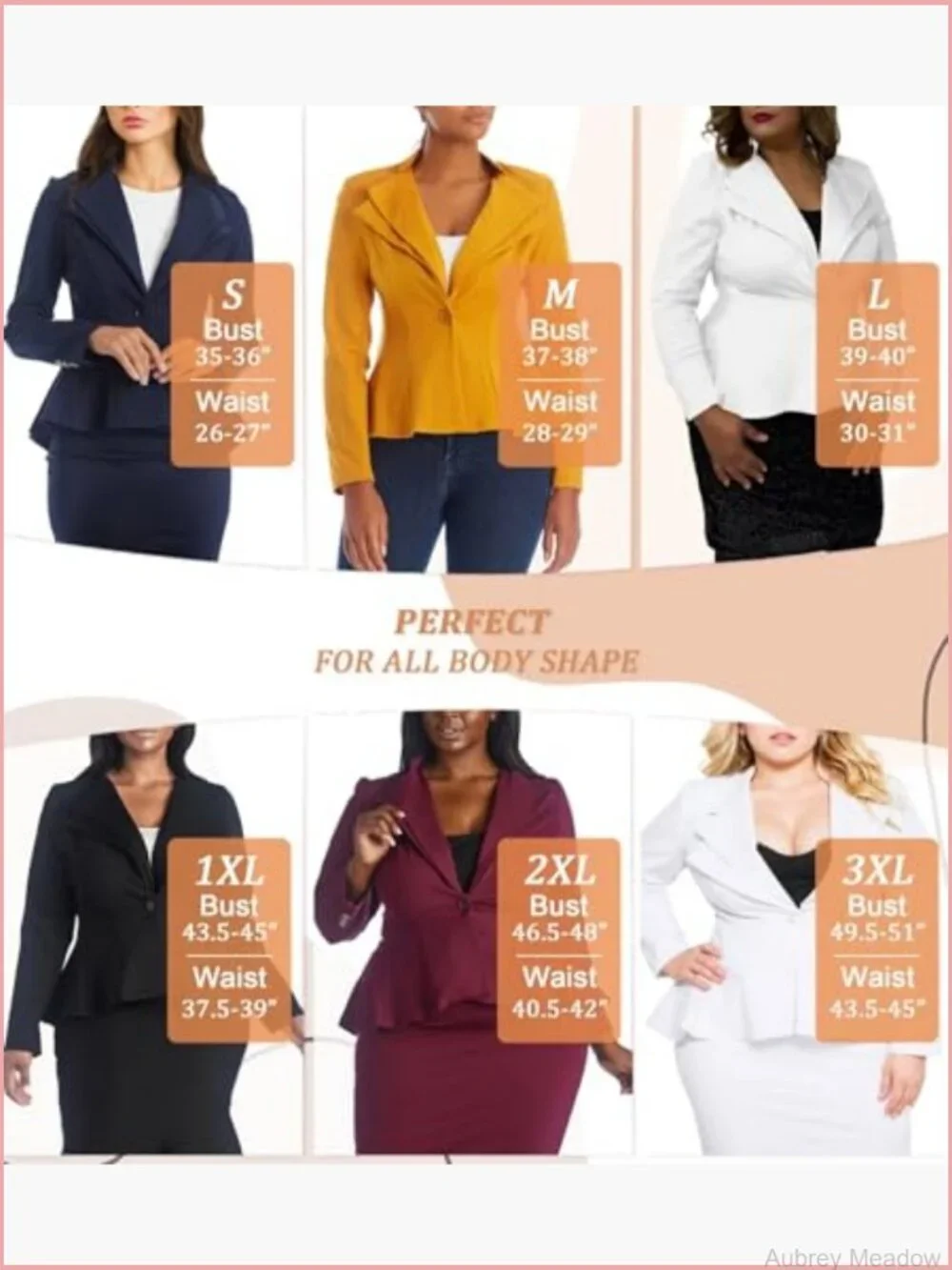 Women's Double Lapel Peplum Blazer Stretch Office Work